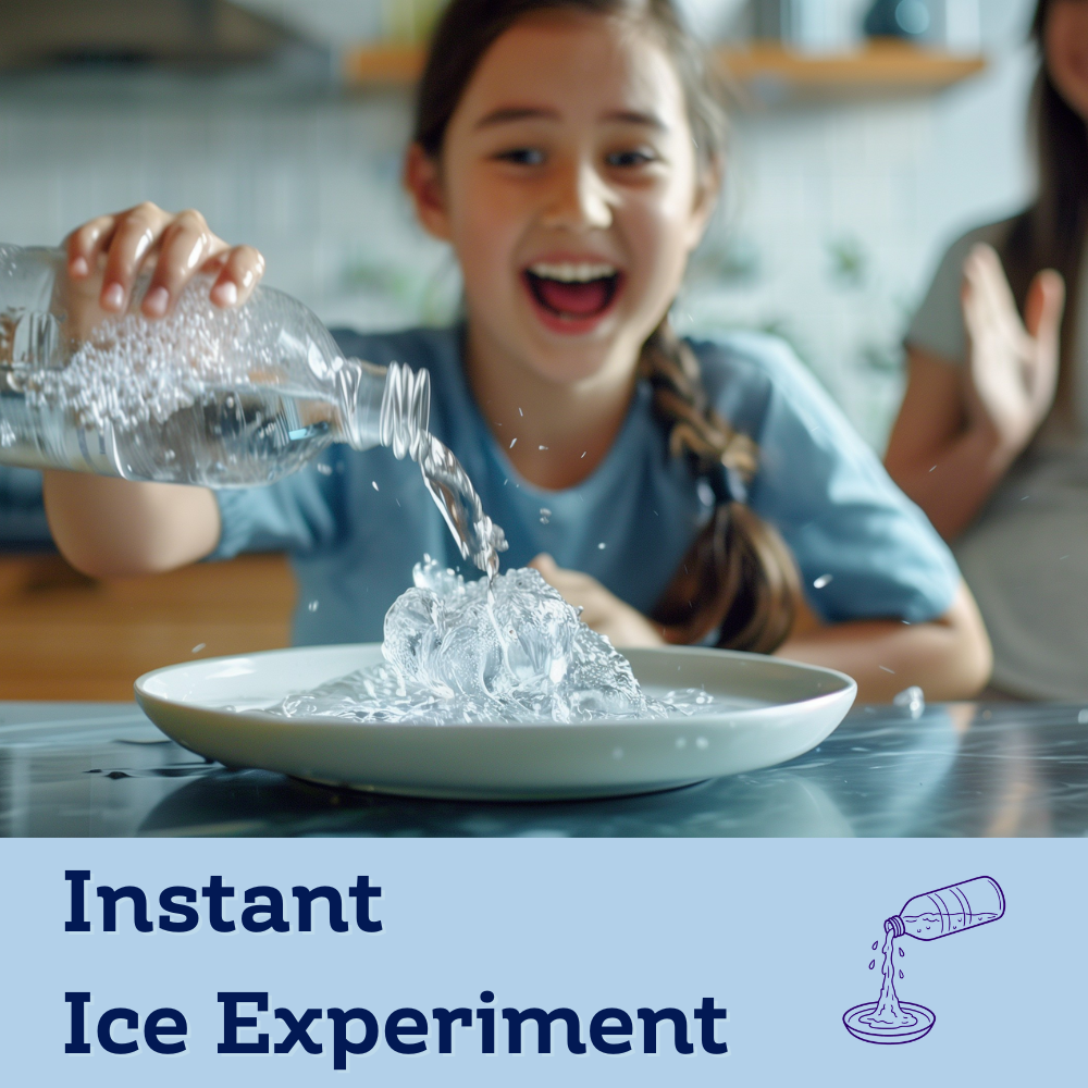 Instant ice experiment for kids - winter STEM activity