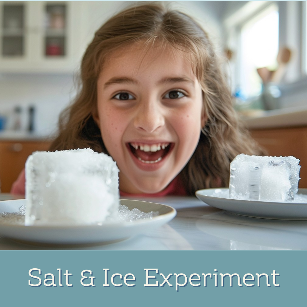 Salt and ice experiment for kids - easy STEM activity
