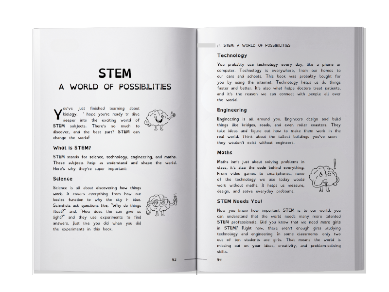 Bonus features pages in biology book for girls