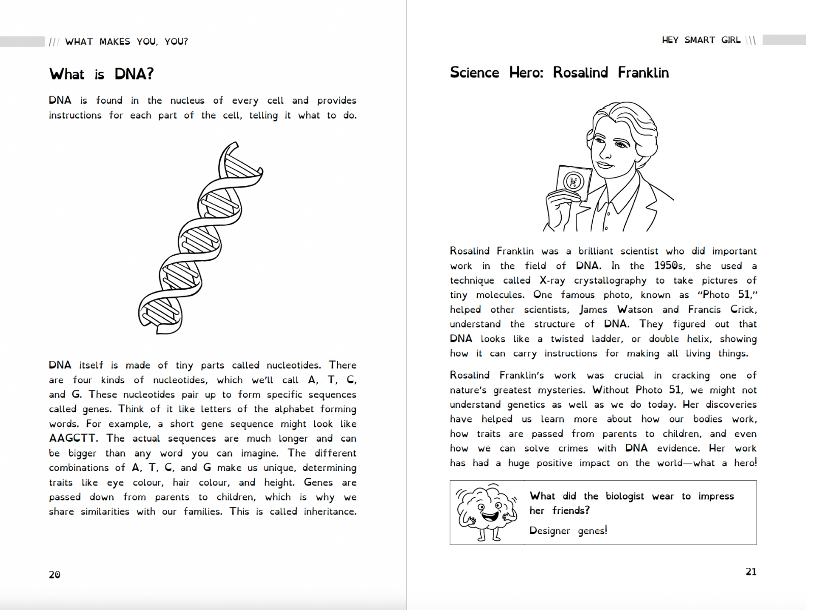 Pages with stories and real science heroines