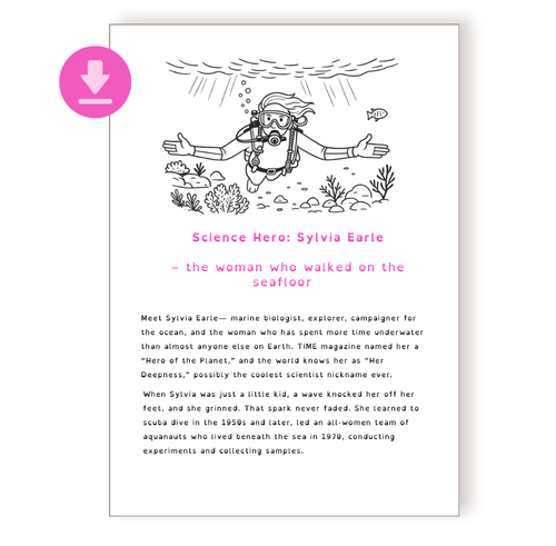 Sylvia Earle printable story card