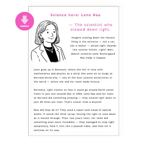Lene Hau printable story card for kids