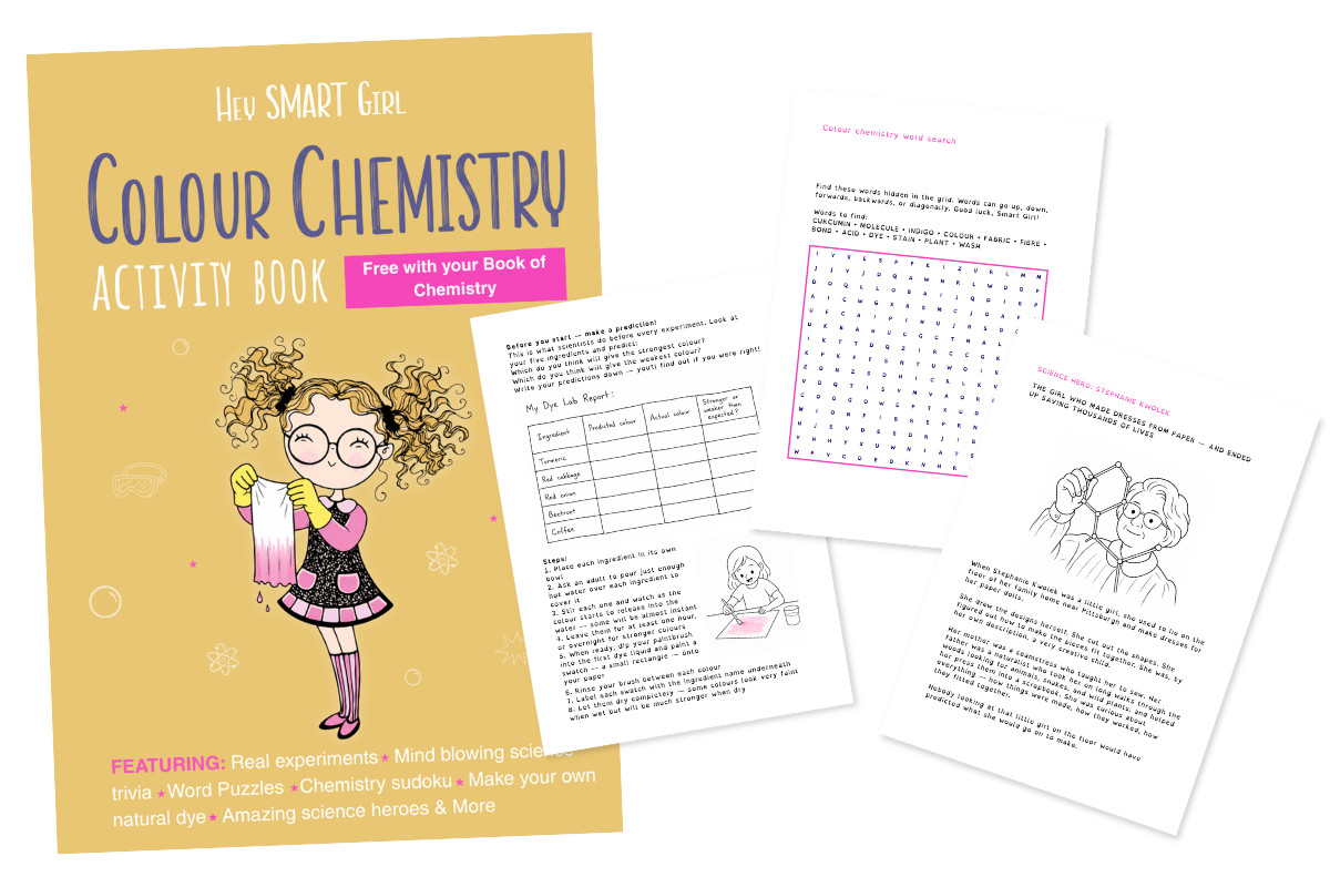 Colour Chemistry Activity Book — free companion for Hey Smart Girl chemistry readers