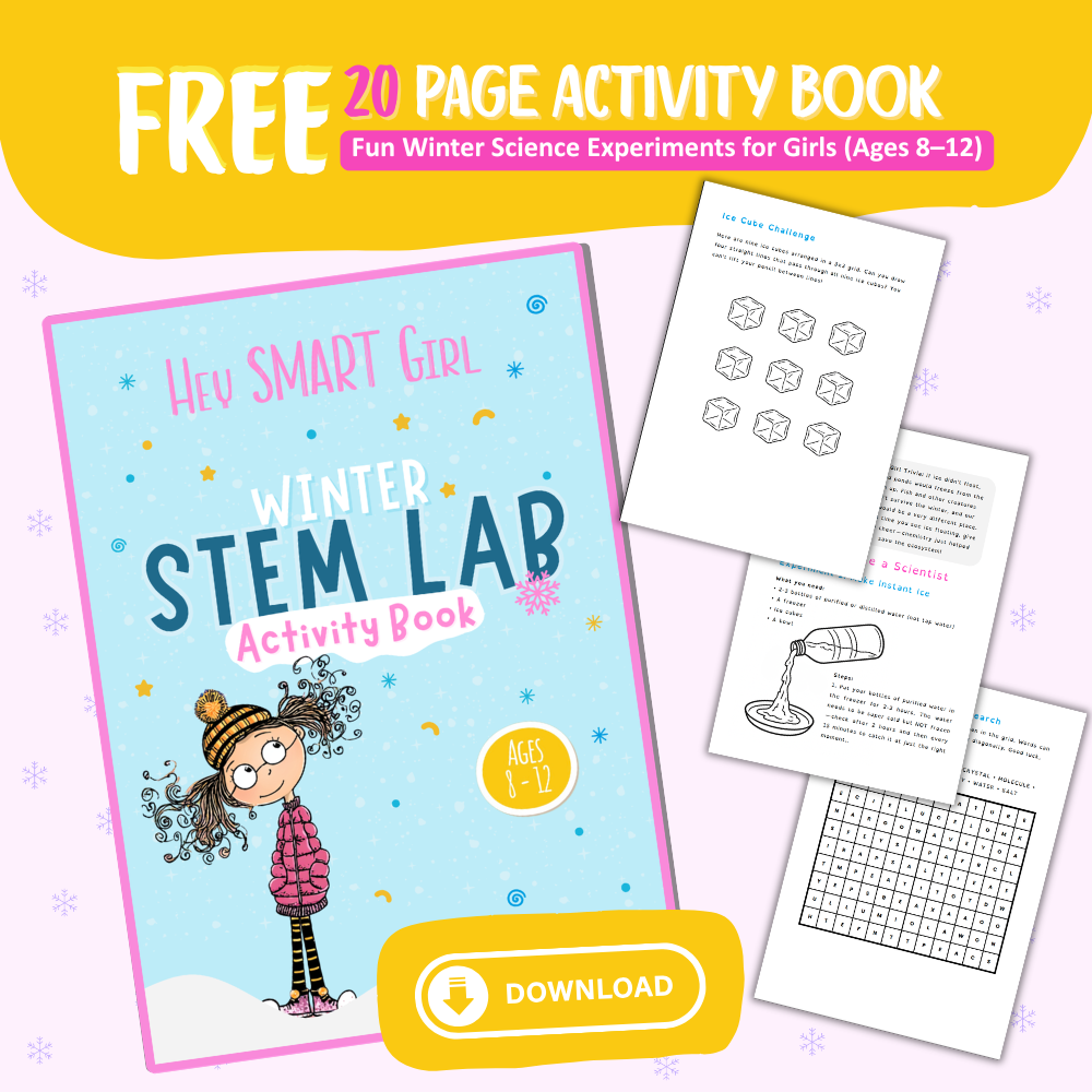 Free science printables for girls ages 8-12 — Winter STEM Lab activity pack